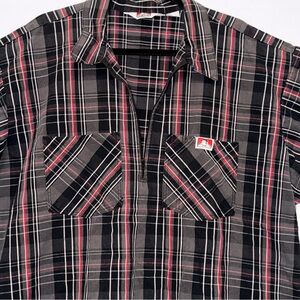 Ben Davis Black and Red Plaid 1/2 Zip Shirt